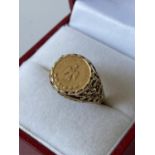 9ct gold coin style pinky ring [size I] [2.25g]