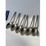 A set of 6 Sheffield silver golf teaspoons, designed with club & golf ball handles [Walker &