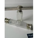 Antique S. Mordan & Co London double ended perfume bottle together with one other perfume bottle. [