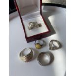 5 various ladies silver rings to include; London hallmarked & clear stone ring