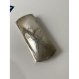 A Chester silver spectacle holder, engraved A.R. Buzzard Motif, Constant & Trew within a ribbon &