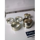 A Lot of five various Birmingham silver napkin rings. [81grams]