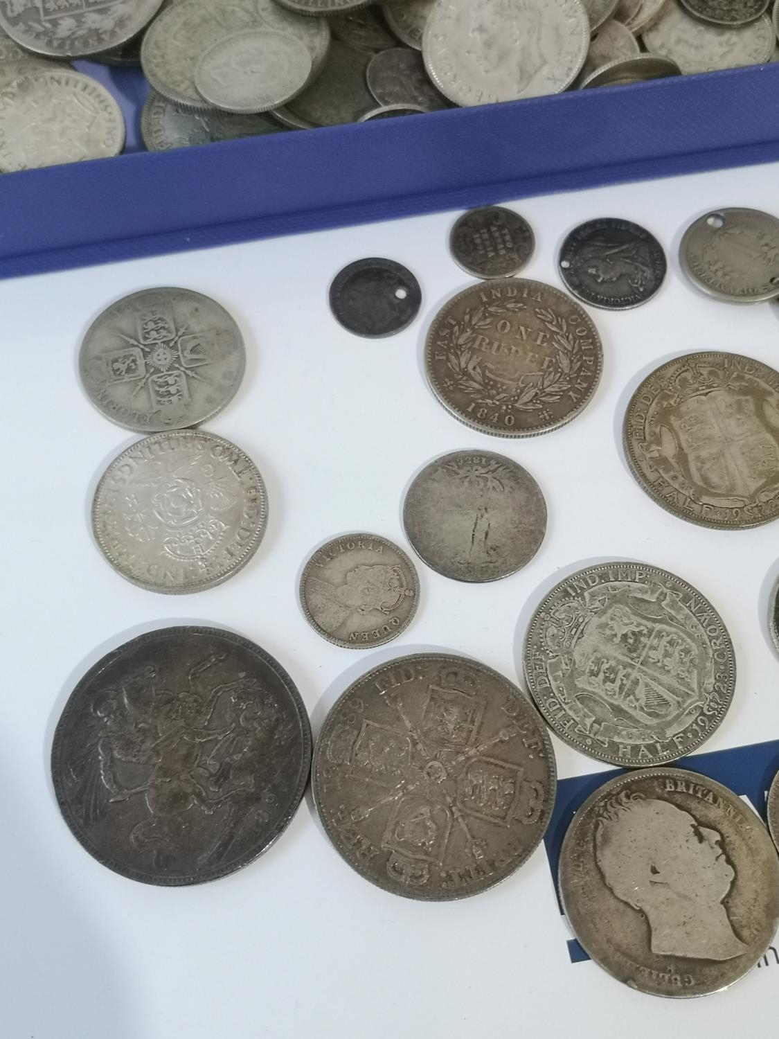 A COLLECTION OF SILVER COINS TO INCLUDE 1891 CROWN, 1889 CROWN, VARIOUS HALF CROWNS, VARIOUS TWO - Image 2 of 5