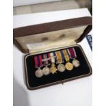 A BOXED SET OF WWI DRESS MEDALS BELONGING TO NO. 9782 SERGT. R. FERGUSON. 93RD HIGHLANDERS FROM