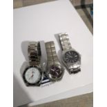 THREE VARIOUS WATCHES TO INCLUDE MERCEDES BENZ, INFINITE AND SLAZENGER.