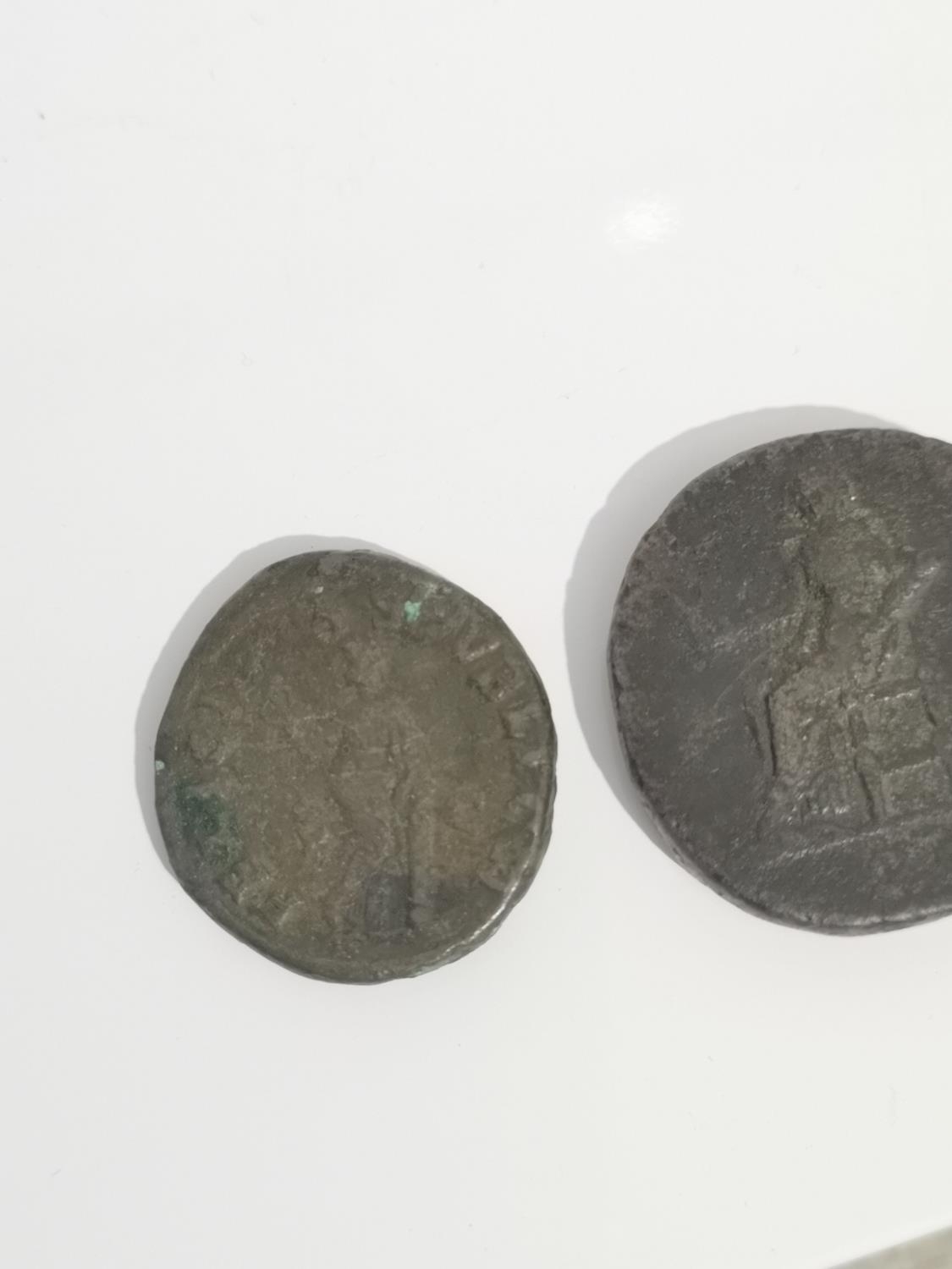 TWO ANCIENT ROMAN COPPER COINS. ROMAN AE ORICHALCUM SESTERTIUS , OF EMPRESS JULIA MAMAEA, MOTHER - Image 2 of 3