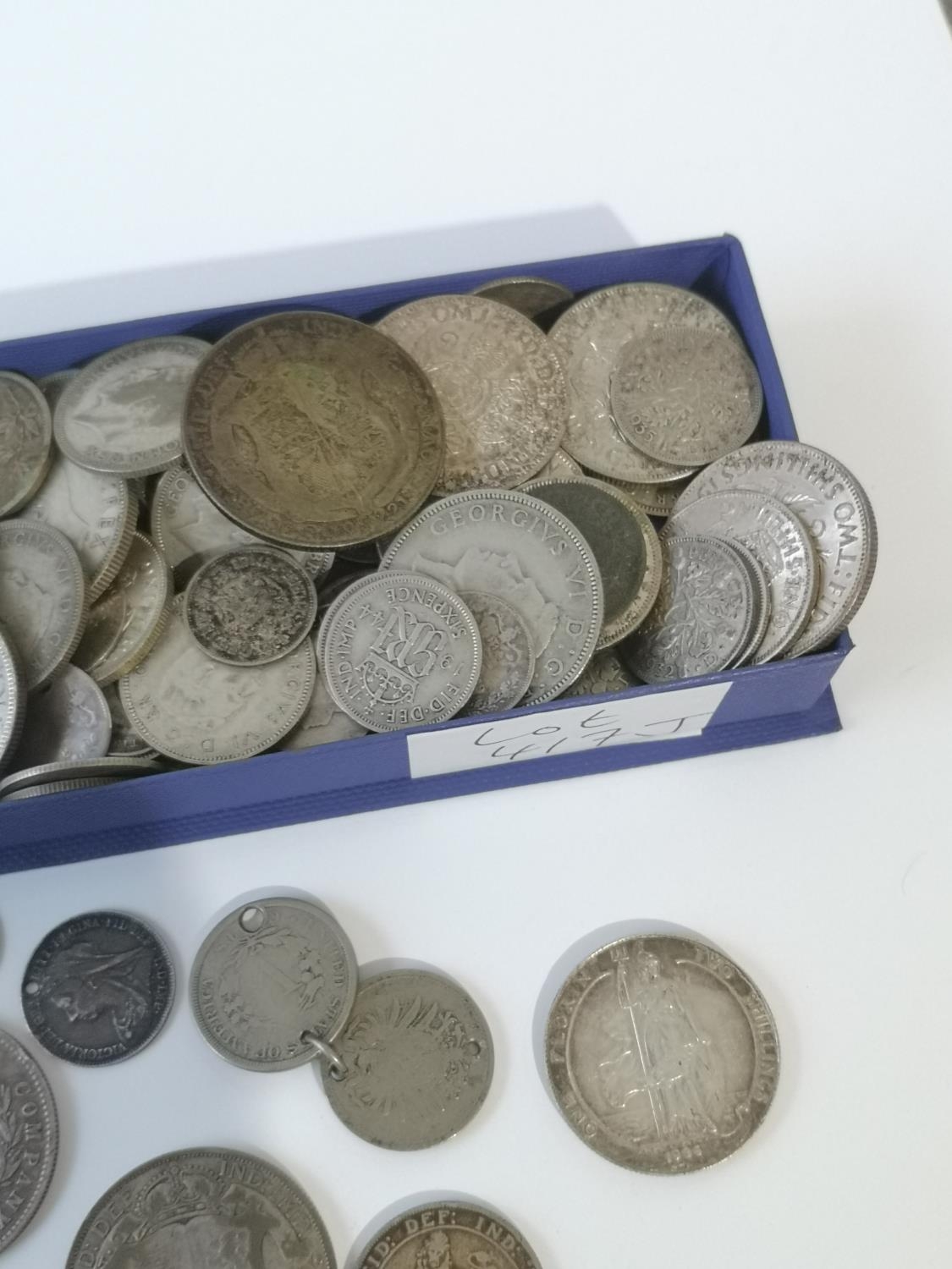 A COLLECTION OF SILVER COINS TO INCLUDE 1891 CROWN, 1889 CROWN, VARIOUS HALF CROWNS, VARIOUS TWO - Image 4 of 5