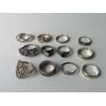 A Lot of 8 various silver ladies rings together with two 9ct gold on silver rings and an unmarked
