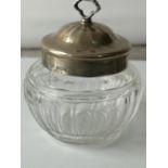A Birmingham silver top preserve pot. [11cm in height]