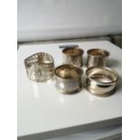 Five various Birmingham silver Napkin rings [126grams]