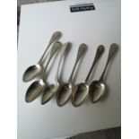A Set of four provincial Scottish silver tea spoons with two other provincial tea spoons. Four