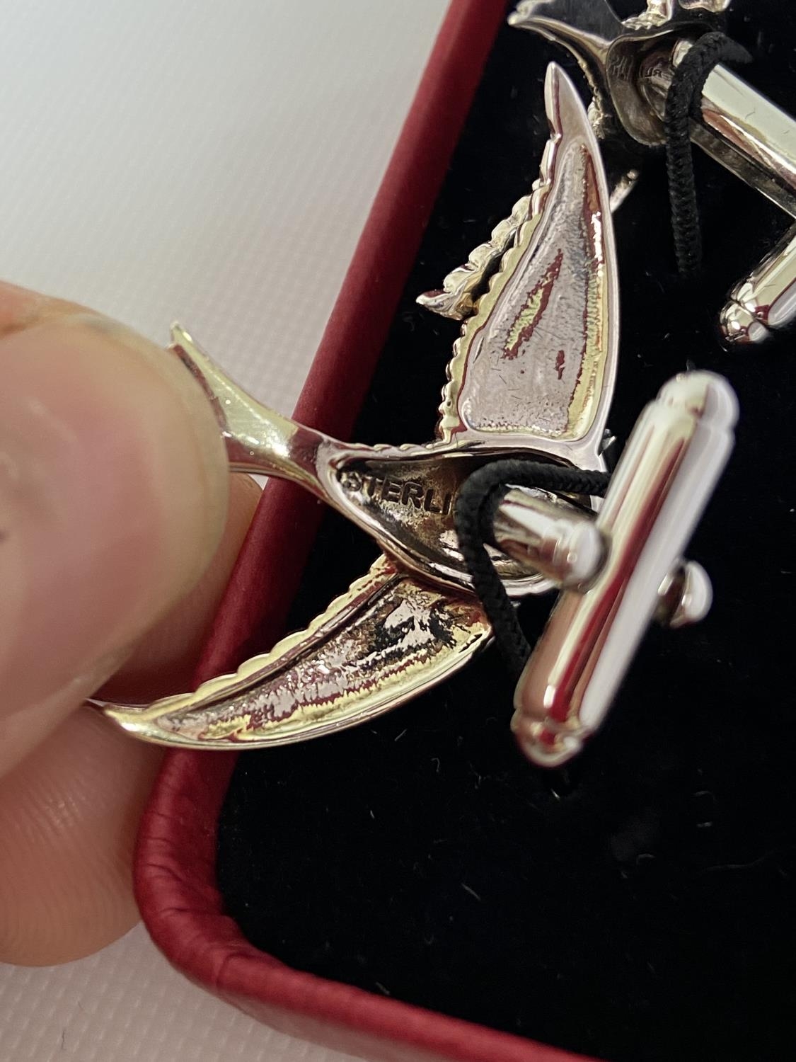 A pair of Sterling silver swallow cufflinks - Image 3 of 4
