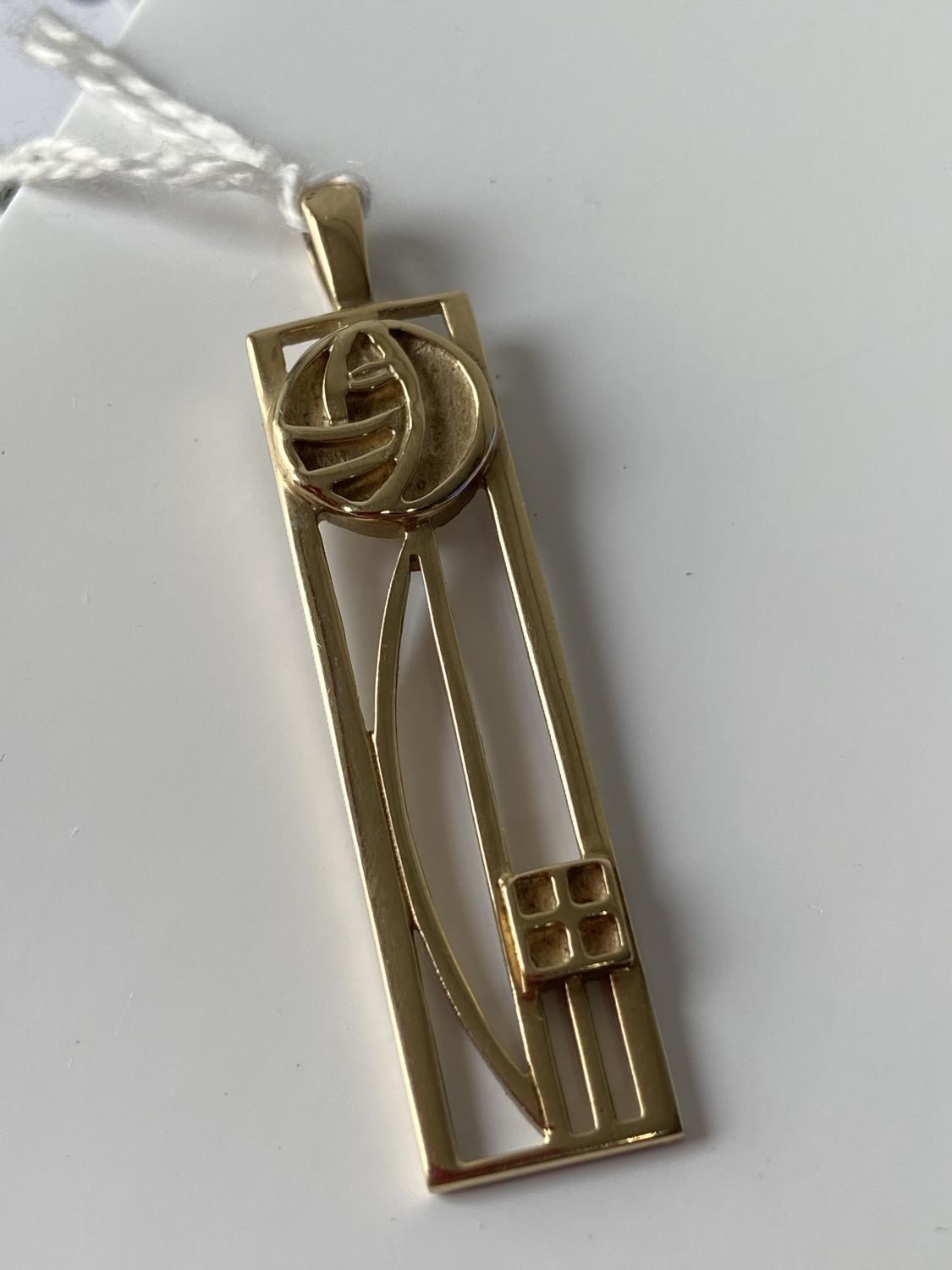 A 9ct gold Rennie McIntosh rose design pendant [length 5.6cm] [4.52g]
