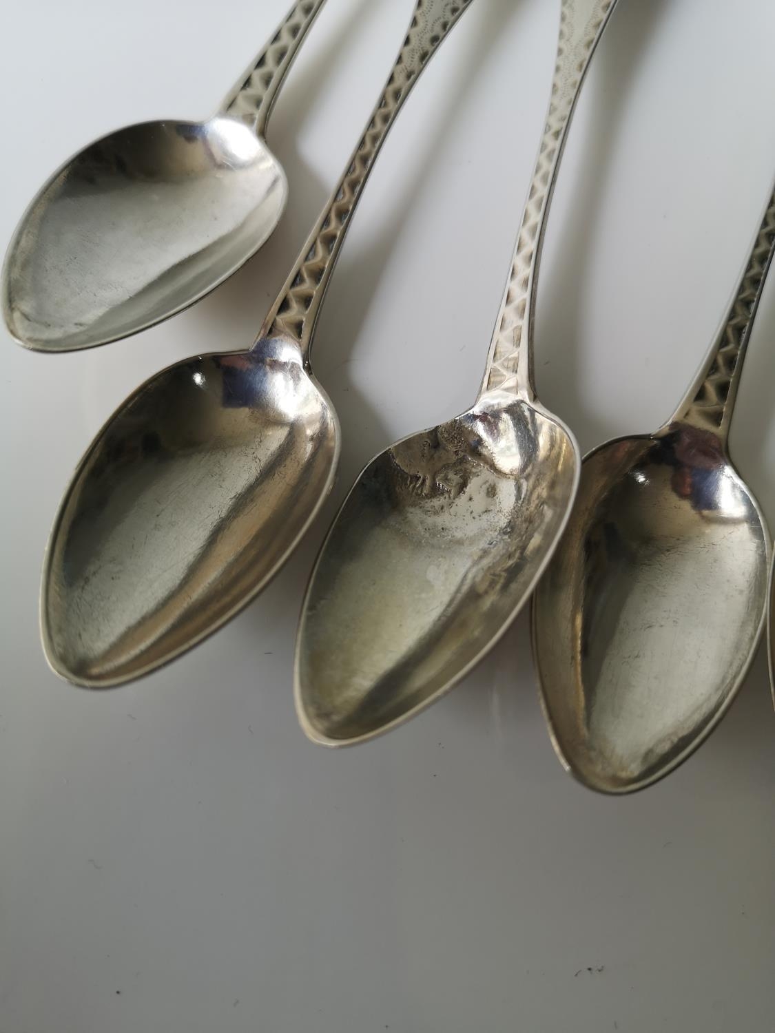 A Set of four provincial Scottish silver tea spoons with two other provincial tea spoons. Four - Image 2 of 5