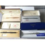 Three various cross ball point pens & Waterman Paris pen [All boxed]