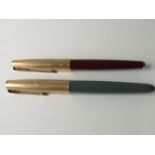 Two vintage parker pens to include 14ct gold nib.