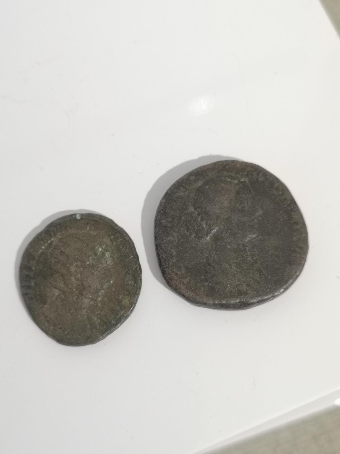 TWO ANCIENT ROMAN COPPER COINS. ROMAN AE ORICHALCUM SESTERTIUS , OF EMPRESS JULIA MAMAEA, MOTHER