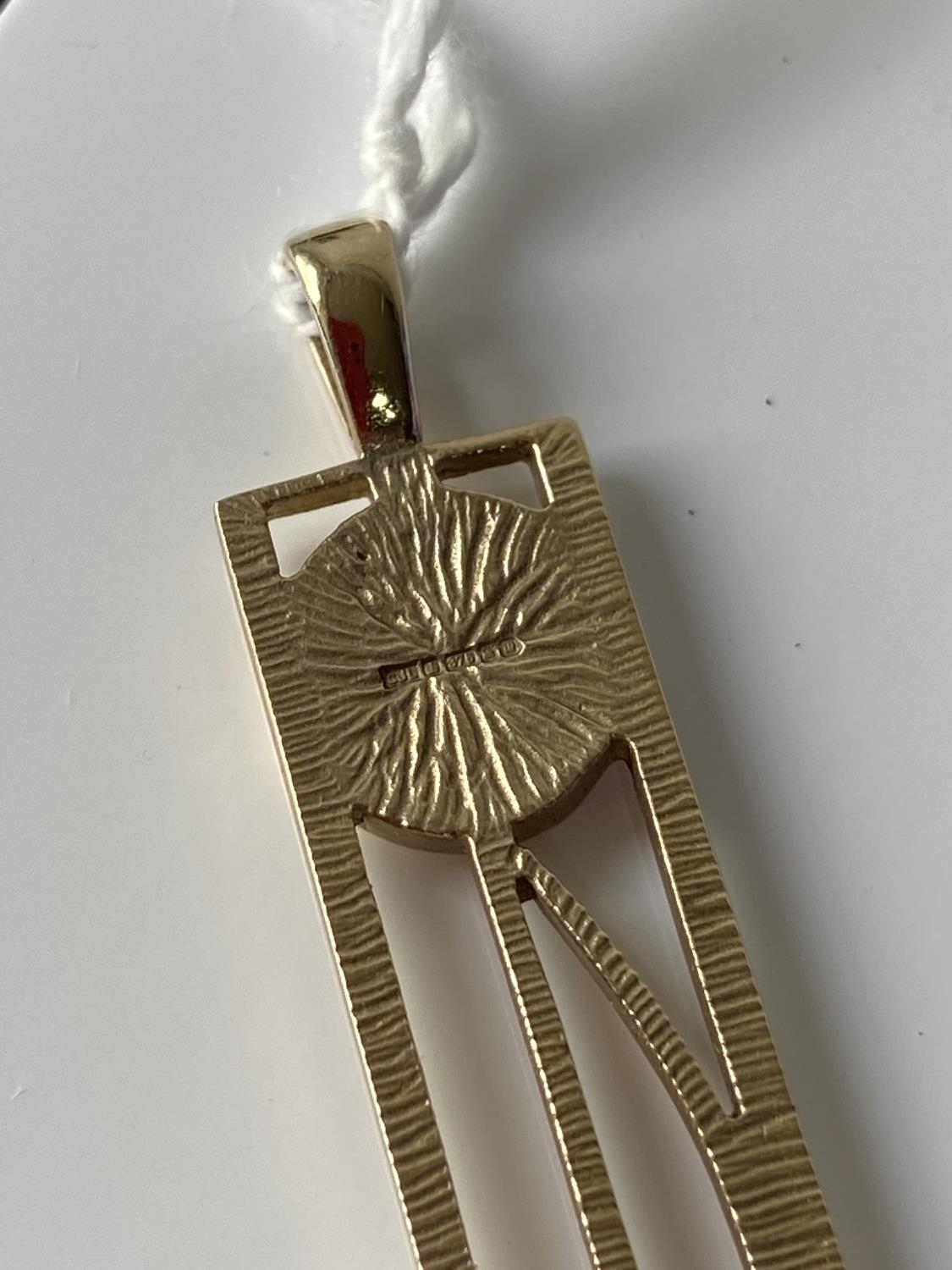 A 9ct gold Rennie McIntosh rose design pendant [length 5.6cm] [4.52g] - Image 5 of 6