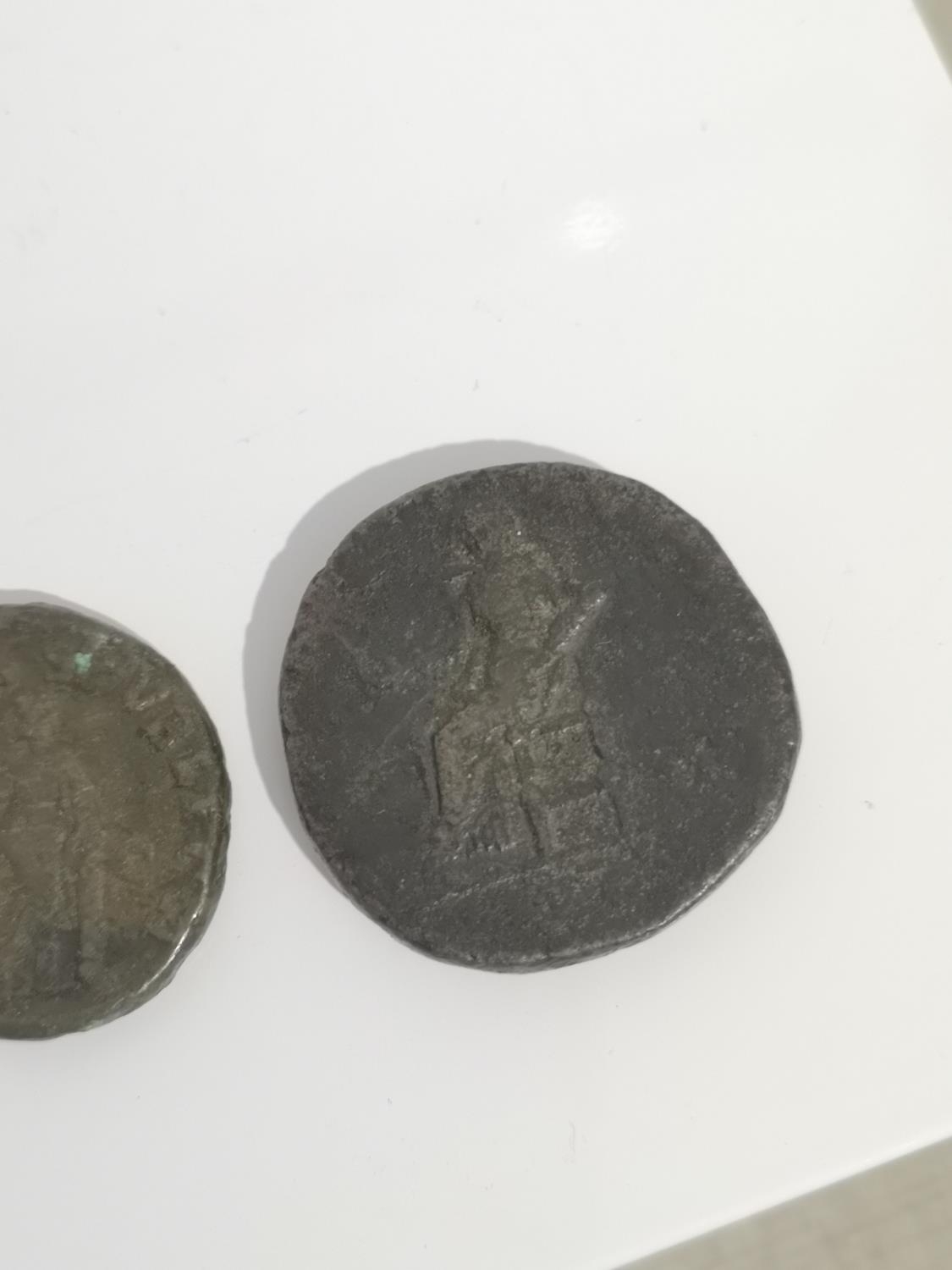 TWO ANCIENT ROMAN COPPER COINS. ROMAN AE ORICHALCUM SESTERTIUS , OF EMPRESS JULIA MAMAEA, MOTHER - Image 3 of 3