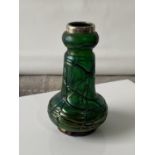 An art nouveau Loetz art glass vase finished with a London silver collar [height 13cm]