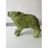 A Large Chinese hand carved soapstone rabbit sculpture. [14.5x19x7.5cm] [1648grams]
