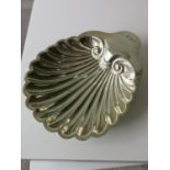 A Birmingham silver Scallop shaped pin dish sat upon three bun supports. Maker W. G. K. [59.62GRAMS]