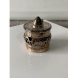 A 19th century silver plate on copper ornate travelling paraffin light. [7cm in height] [6cm in