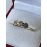 A 9ct gold & 3 diamond stone ring [size M] [1.82g]
