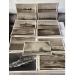 A selection of WW1 naval ship postcards & photo of H.M.S Apollo 1960