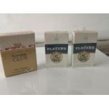 THREE PACKETS OF VINTAGE CIGARETTES, STILL SEALED. PLAYER'S NAVY CUT & KENSITAS CLUB.