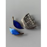 A pair of Norweigian Sterling silver & blue enamel clip-on earrings [D-A] together with a Stering
