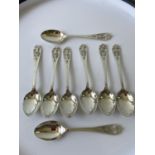 A set of 8 Edinburgh silver thistle design tea spoons, [Francis Howard Ltd] [63.75g]