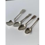 2 various silver teaspoons & 2 caviar spoon, to include; Victorian Glasgow silver caviar spoon [