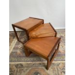 A Set of three teak mid century nest of tables. [44x50x41cm]