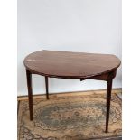 A Georgian drop leaf table with single line inlays on tapered supports