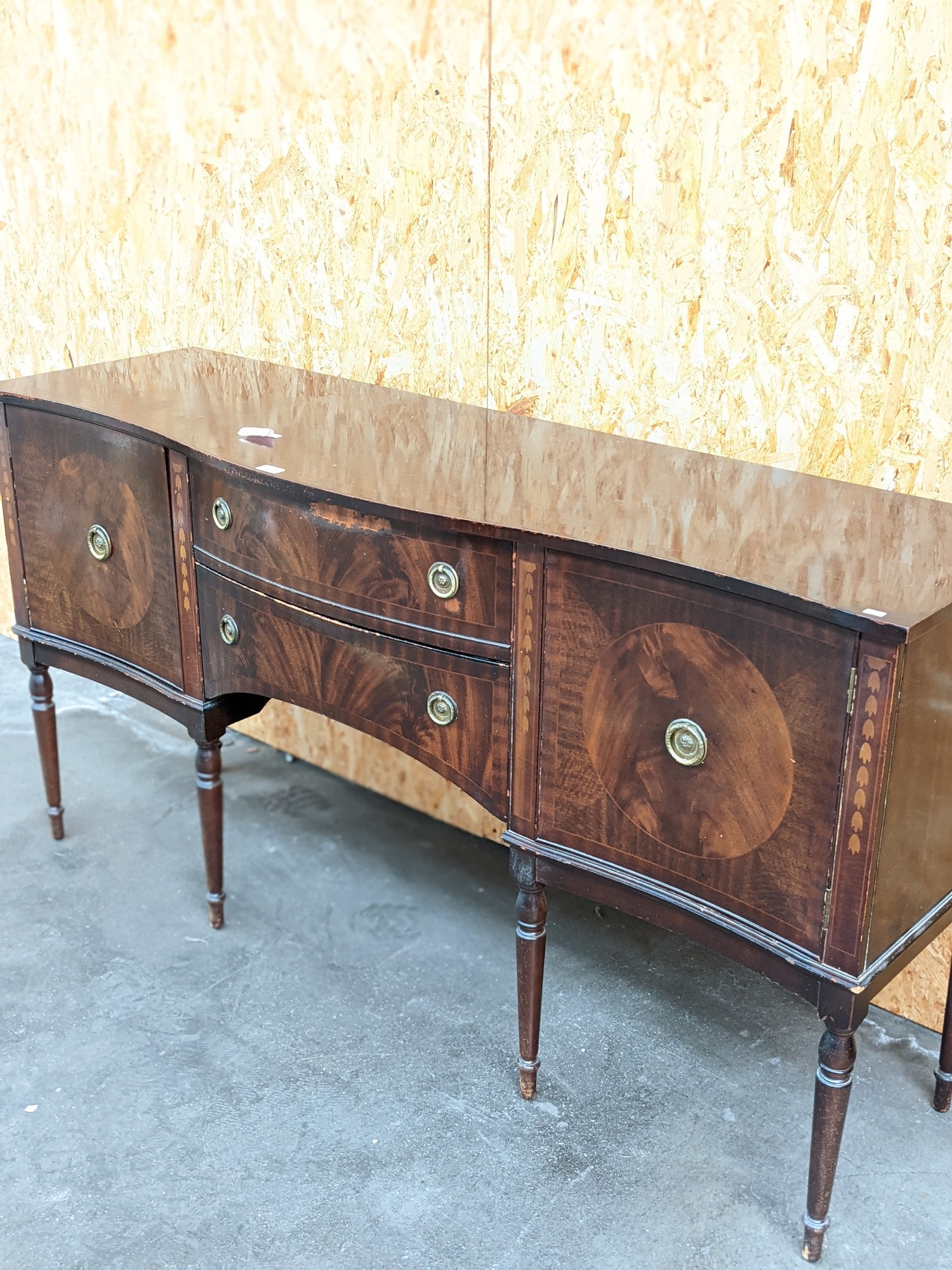 A serpentine bow front 2 door, 2 drawer mahogany unit, upon six turned leg supports [height 88cm, - Image 2 of 2