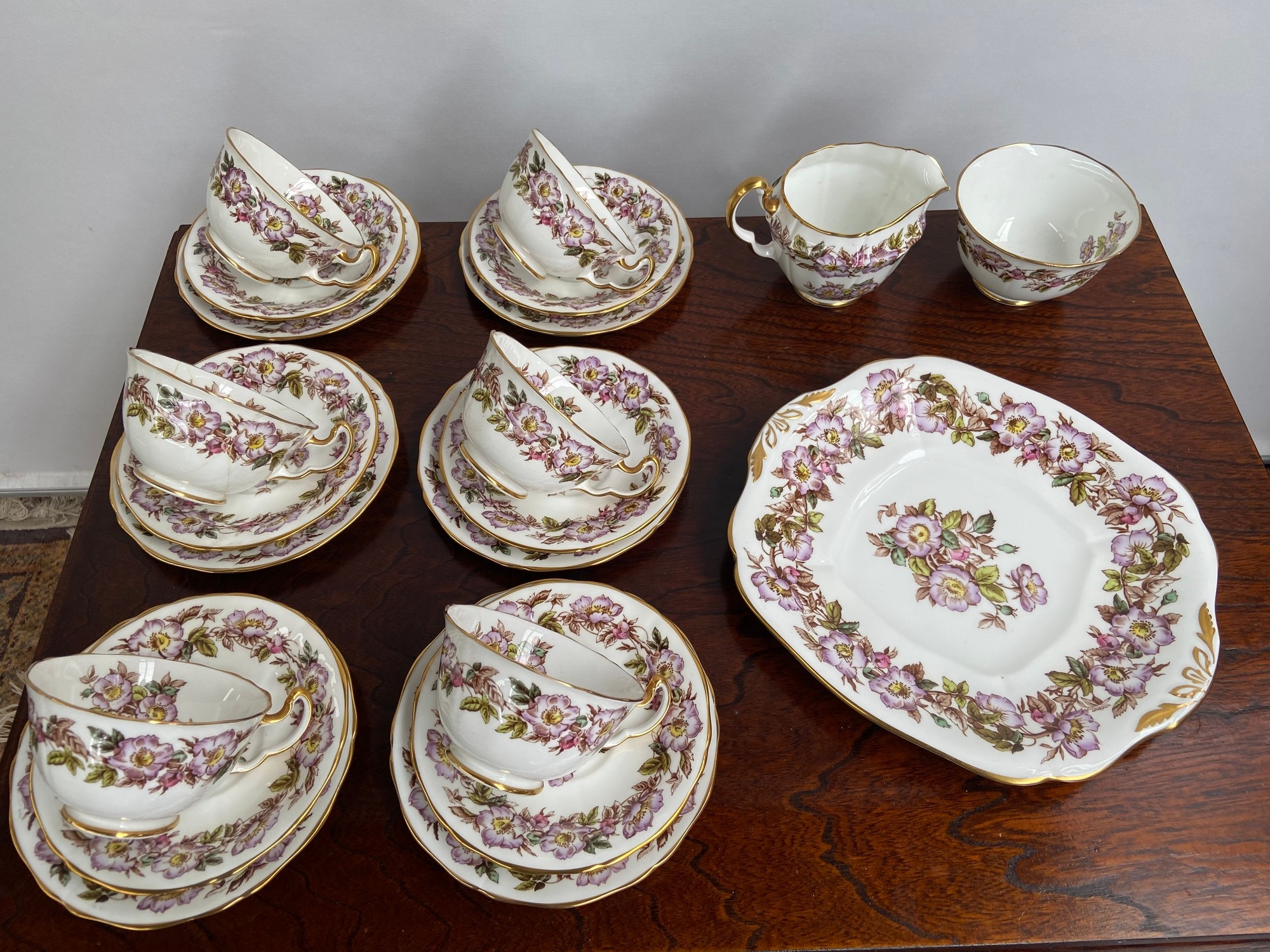 A 21 Piece vintage Adderley 'Briar Rose' design tea set.