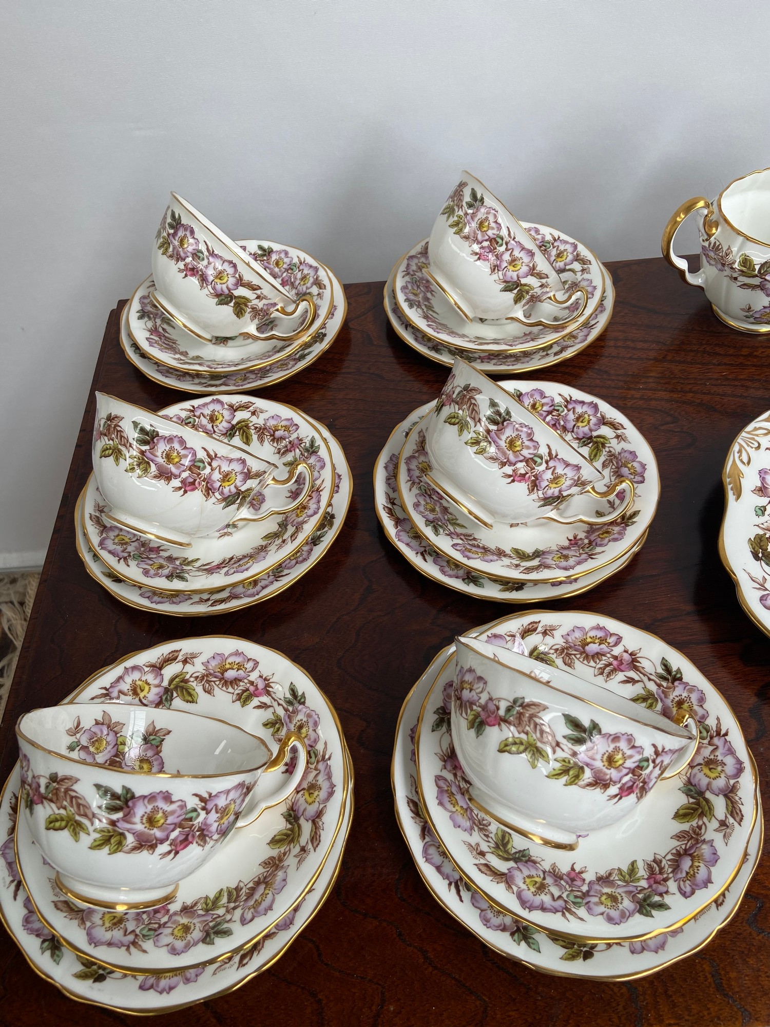 A 21 Piece vintage Adderley 'Briar Rose' design tea set. - Image 2 of 3