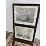 A lot of two 1830's coloured engravings, depicting galleons at sea, titled 'A Fresh Gale' & 'A Light