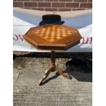 Single pedestal chess board top table [69x59x59cm]