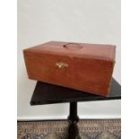 An Antique red leather dispatch box/ jewellery box with key produced by John Butters- Edinburgh [