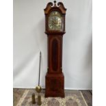 A Victorian grandfather clock with twist columns [Geo. Sutherland, Stonehaven brass face] [height,