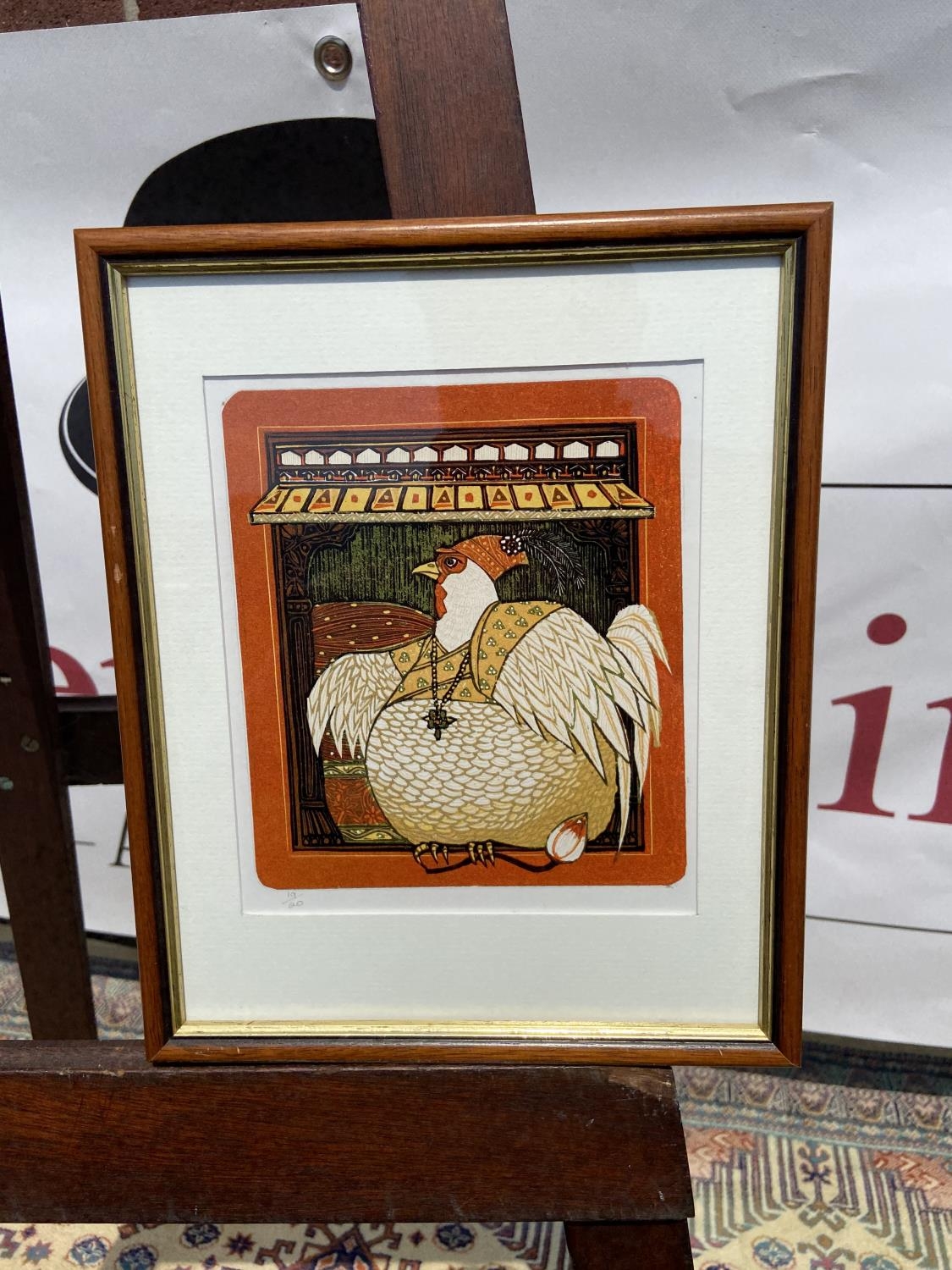 Barbara Robertson Chicken linoprint Limited edition 19/20 [27x22.5cm]