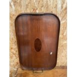An Antique mahogany two handle serving tray. [60x42cm]