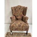 Antique gull wing arm chair. [back 114cm] [seat area 50cm]
