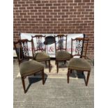 A set of four Edwardian inlaid dining chairs [height, 92cm]