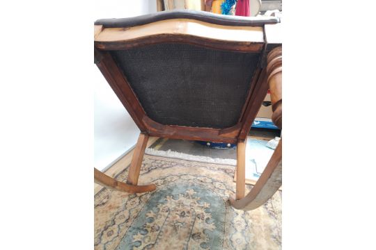 A 19th century rocking chair with curved arms, raised on turned and square legs with applied rocker, - Image 7 of 8