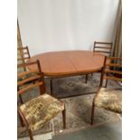 A mid century table & 4 chairs [74x150x100cm] [chair height, 92cm]