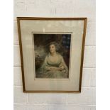 H Macbeth Raeburn R.A. Coloured Engraving of Mrs Crawford. Note to the back of the frame. Signed