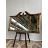 A 20th century reproduction Chinese lacquered over mantle mirror. Made in Italy. [86x131cm]